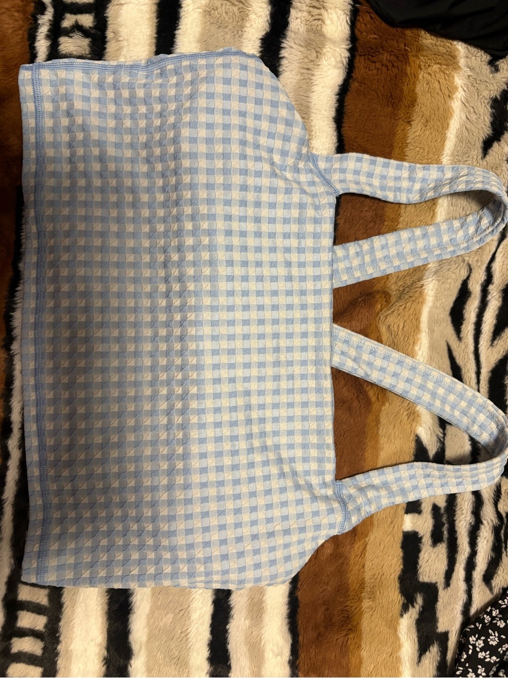 💙4/$10💙 Blue Gingham Low-Impact Sports Bra Tank